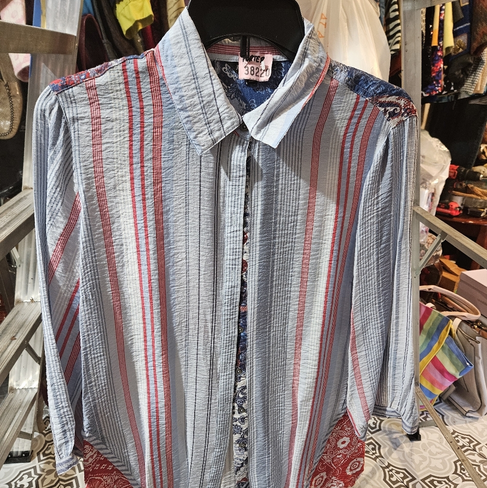 John Mark Red White Blue M Top fresh out of the cleaners too.